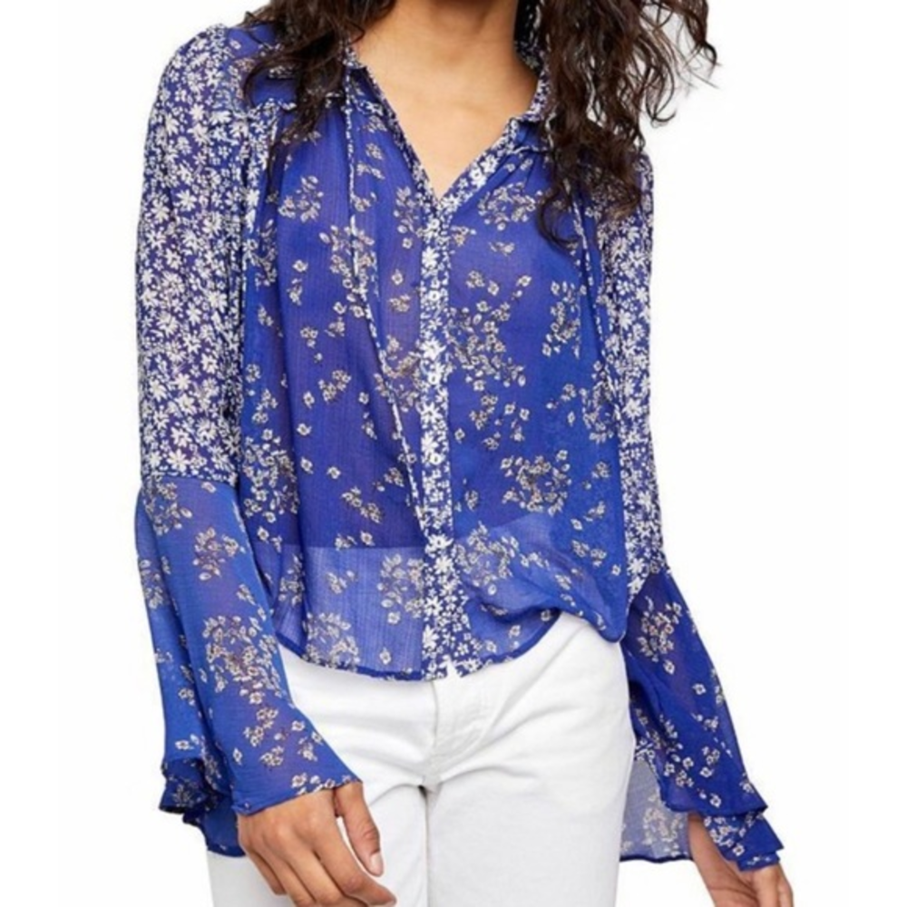 Free People Serena Printed Top Size Large Like New